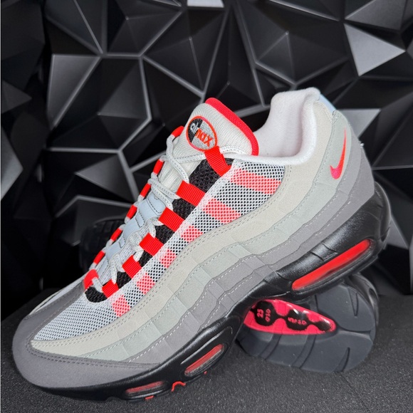 Nike Air Max 95 Men's Sneakers - Gray, Red, and Black - Picture 7 of 10